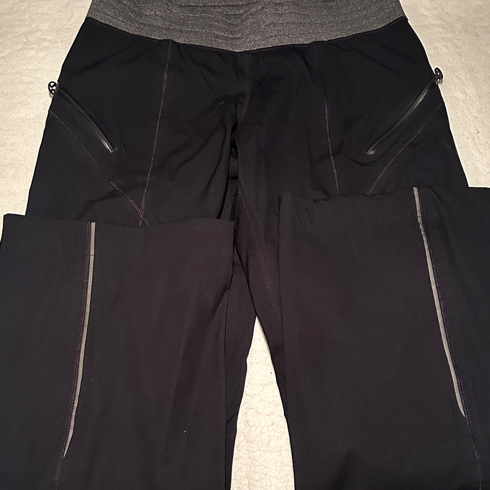 lululemon athletica Black Boot-Cut Flare Pants with Gray Waistband